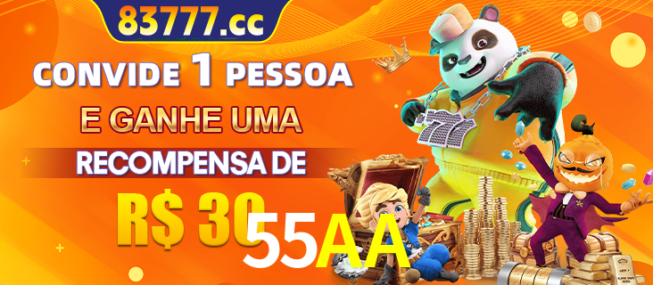 Banner institucional da 55AA sobre parceria de marcas e criação de uma marca de excelência, apresentando os mascotes de jogos populares como o Fortune Tiger.