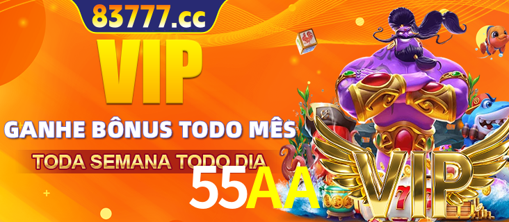 Banner promocional do 55AA oferecendo 100% de recompensas adicionais contínuas para quem fizer o login diário (Daily sign-in), com um mascote de coelho.